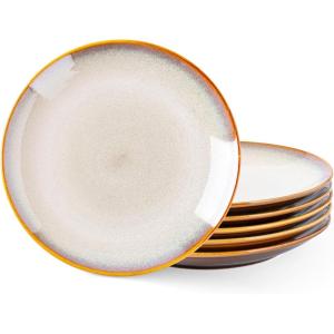 imageLERATIO Ceramic Dinner Plates Set of 6 105 Inch Handmade Reactive Glaze Porcelain Plates Coupe Shape Dinnerware Dishes Set for KitchenOvenampamp Microwave ampamp Dishwasher Safe Scratch ResistantBlueReactiveKahki
