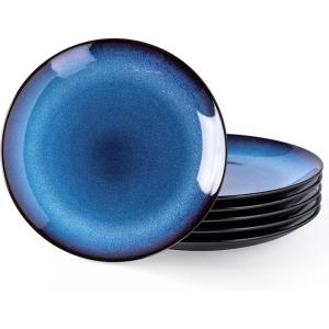 imageLERATIO Ceramic Dinner Plates Set of 6 105 Inch Handmade Reactive Glaze Porcelain Plates Coupe Shape Dinnerware Dishes Set for KitchenOvenampamp Microwave ampamp Dishwasher Safe Scratch ResistantGray BlueReactiveBlue