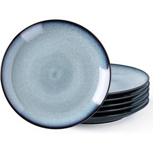 imageLERATIO Ceramic Dinner Plates Set of 6 105 Inch Handmade Reactive Glaze Porcelain Plates Coupe Shape Dinnerware Dishes Set for KitchenOvenampamp Microwave ampamp Dishwasher Safe Scratch ResistantGray BlueReactiveGray Blue