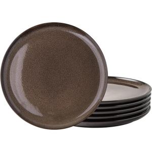 imageLERATIO Ceramic Plates Set of 6 85 Inch Reactive Glaze Light Weight Porcelain Salad PlatesModern Shape Dinnerware Dishes Set for KitchenMicrowaveampampDishwasherampampOven Safe Scratch ResistantReactiveChestnut