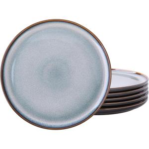 imageLERATIO Ceramic Plates Set of 6 85 Inch Reactive Glaze Light Weight Porcelain Salad PlatesModern Shape Dinnerware Dishes Set for KitchenMicrowaveampampDishwasherampampOven Safe Scratch ResistantReactiveGray White