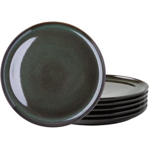 imageLERATIO Ceramic Plates Set of 6 85 Inch Reactive Glaze Light Weight Porcelain Salad PlatesModern Shape Dinnerware Dishes Set for KitchenMicrowaveampampDishwasherampampOven Safe Scratch ResistantReactiveGreen