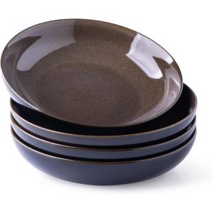imageLERATIO Pasta BowlsCeramic 38oz Pasta Bowls90quot Reactive Glaze Pasta Bowl Set of 4Microwave ampamp DishwasherOven SafeLarge Wide Serving Bowls for Salad Dessert PizzaScratch ResistantChestnutCoffee