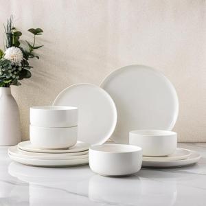 imageLERATIO Stoneware Dinnerware Sets for 4Handcarft Ceramic Plates and Bowls SetsChip and Scratch Resistant Dishes Dishwasher ampamp Microwave Safe Oven safeReactive GlazeSpeckled AshenWhite