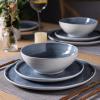 imageLERATIO Ceramic Dinnerware Sets for 4Porcelain Plates and Bowls Sets with Wavy EdgeMicrowave ampamp Dishwasher ampamp Oven SafeLight Weight ampamp Scratch Resistant Dishes SetsService for 4 12pcsPinkWavyBlue