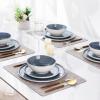 imageLERATIO Ceramic Dinnerware Sets for 4Porcelain Plates and Bowls Sets with Wavy EdgeMicrowave ampamp Dishwasher ampamp Oven SafeLight Weight ampamp Scratch Resistant Dishes SetsService for 4 12pcsPinkWavyBlue