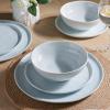 imageLERATIO Ceramic Dinnerware Sets for 4Porcelain Plates and Bowls Sets with Wavy EdgeMicrowave ampamp Dishwasher ampamp Oven SafeLight Weight ampamp Scratch Resistant Dishes SetsService for 4 12pcsPinkWavyPale Blue