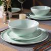 imageLERATIO Ceramic Dinnerware Sets for 4Porcelain Plates and Bowls Sets with Wavy EdgeMicrowave ampamp Dishwasher ampamp Oven SafeLight Weight ampamp Scratch Resistant Dishes SetsService for 4 12pcsPinkWavyLight Green