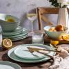 imageLERATIO Ceramic Dinnerware Sets for 4Porcelain Plates and Bowls Sets with Wavy EdgeMicrowave ampamp Dishwasher ampamp Oven SafeLight Weight ampamp Scratch Resistant Dishes SetsService for 4 12pcsPinkWavyLight Green