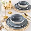 imageLERATIO Ceramic Dinnerware Sets for 4Porcelain Plates and Bowls Sets with Wavy EdgeMicrowave ampamp Dishwasher ampamp Oven SafeLight Weight ampamp Scratch Resistant Dishes SetsService for 4 12pcsPinkWavyBlue