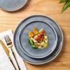 imageLERATIO Ceramic Dinnerware Sets for 4Porcelain Plates and Bowls Sets with Wavy EdgeMicrowave ampamp Dishwasher ampamp Oven SafeLight Weight ampamp Scratch Resistant Dishes SetsService for 4 12pcsPinkWavyBlue