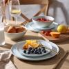 imageLERATIO Ceramic Dinnerware Sets for 4Porcelain Plates and Bowls Sets with Wavy EdgeMicrowave ampamp Dishwasher ampamp Oven SafeLight Weight ampamp Scratch Resistant Dishes SetsService for 4 12pcsPinkWavyPale Blue