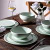 imageLERATIO Ceramic Dinnerware Sets for 4Porcelain Plates and Bowls Sets with Wavy EdgeMicrowave ampamp Dishwasher ampamp Oven SafeLight Weight ampamp Scratch Resistant Dishes SetsService for 4 12pcsPinkWavyLight Green