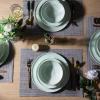 imageLERATIO Ceramic Dinnerware Sets for 4Porcelain Plates and Bowls Sets with Wavy EdgeMicrowave ampamp Dishwasher ampamp Oven SafeLight Weight ampamp Scratch Resistant Dishes SetsService for 4 12pcsPinkWavyLight Green