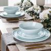 imageLERATIO Ceramic Dinnerware Sets for 4Porcelain Plates and Bowls Sets with Wavy EdgeMicrowave ampamp Dishwasher ampamp Oven SafeLight Weight ampamp Scratch Resistant Dishes SetsService for 4 12pcsPinkWavyPale Blue