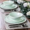 imageLERATIO Ceramic Dinnerware Sets for 4Porcelain Plates and Bowls Sets with Wavy EdgeMicrowave ampamp Dishwasher ampamp Oven SafeLight Weight ampamp Scratch Resistant Dishes SetsService for 4 12pcsPinkWavyLight Green