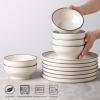 imageLERATIO Cereal Bowls Set of 626 Oz Ceramic for Kitchen Oven ampamp Dishwasher ampamp Microwave Safe Bowls for Soup Cereal Dessert Fruit ModernMatte Dusted brown Rim