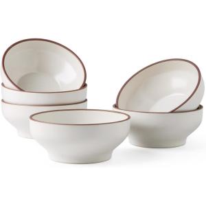 imageLERATIO Cereal Bowls Set of 626 Oz Ceramic for Kitchen Oven ampamp Dishwasher ampamp Microwave Safe Bowls for Soup Cereal Dessert Fruit ModernMatte Dusted brown Rim