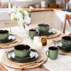 image:imageLERATIO Ceramic Dinnerware Sets for 4Porcelain Plates and Bowls SetsHandmade Reactive Glaze Dishes SetChip Resistant and Scratch Resistant  OvenampDishwasher amp Microwave SafeService for 4ModernGreen