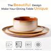 image:imageLERATIO Ceramic Dinnerware Sets for 4Porcelain Plates and Bowls SetsHandmade Reactive Glaze Dishes SetChip Resistant and Scratch Resistant  OvenampDishwasher amp Microwave SafeService for 4ModernKahki