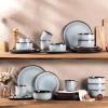 image:imageLERATIO Ceramic Dinnerware Sets for 4Porcelain Plates and Bowls SetsHandmade Reactive Glaze Dishes SetChip Resistant and Scratch Resistant  OvenampDishwasher amp Microwave SafeService for 4ModernGray White