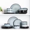 image:imageLERATIO Ceramic Dinnerware Sets for 4Porcelain Plates and Bowls SetsHandmade Reactive Glaze Dishes SetChip Resistant and Scratch Resistant  OvenampDishwasher amp Microwave SafeService for 4ModernGray White
