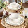 image:imageLERATIO Ceramic Dinnerware Sets for 4Porcelain Plates and Bowls SetsHandmade Reactive Glaze Dishes SetChip Resistant and Scratch Resistant  OvenampDishwasher amp Microwave SafeService for 4ModernWhite