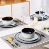image:imageLERATIO Ceramic Dinnerware Sets for 4Porcelain Plates and Bowls SetsHandmade Reactive Glaze Dishes SetChip Resistant and Scratch Resistant  OvenampDishwasher amp Microwave SafeService for 4ModernGray White