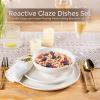 image:imageLERATIO Ceramic Dinnerware Sets for 4Porcelain Plates and Bowls SetsHandmade Reactive Glaze Dishes SetChip Resistant and Scratch Resistant  OvenampDishwasher amp Microwave SafeService for 4ModernPeal White