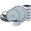 image:imageLERATIO Ceramic Dinnerware Sets for 4Porcelain Plates and Bowls SetsHandmade Reactive Glaze Dishes SetChip Resistant and Scratch Resistant  OvenampDishwasher amp Microwave SafeService for 4ModernGray White