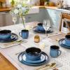 image:imageLERATIO Ceramic Dinnerware Sets for 4Porcelain Plates and Bowls SetsHandmade Reactive Glaze Dishes SetChip Resistant and Scratch Resistant  OvenampDishwasher amp Microwave SafeService for 4ModernBlue