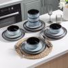 image:imageLERATIO Ceramic Dinnerware Sets for 4Porcelain Plates and Bowls SetsHandmade Reactive Glaze Dishes SetChip Resistant and Scratch Resistant  OvenampDishwasher amp Microwave SafeService for 4ModernGray White