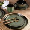 image:imageLERATIO Ceramic Dinnerware Sets for 4Porcelain Plates and Bowls SetsHandmade Reactive Glaze Dishes SetChip Resistant and Scratch Resistant  OvenampDishwasher amp Microwave SafeService for 4ModernDark Green