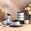 image:imageLERATIO Ceramic Dinnerware Sets for 4Porcelain Plates and Bowls SetsHandmade Reactive Glaze Dishes SetChip Resistant and Scratch Resistant  OvenampDishwasher amp Microwave SafeService for 4ModernGray White