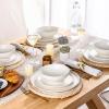 image:imageLERATIO Ceramic Dinnerware Sets for 4Porcelain Plates and Bowls SetsHandmade Reactive Glaze Dishes SetChip Resistant and Scratch Resistant  OvenampDishwasher amp Microwave SafeService for 4ModernPeal White