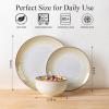 image:imageLERATIO Ceramic Dinnerware Sets for 4Porcelain Plates and Bowls SetsHandmade Reactive Glaze Dishes SetChip Resistant and Scratch Resistant  OvenampDishwasher amp Microwave SafeService for 4ModernDusk Snow Amber