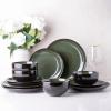image:imageLeRatio Ceramic Dinnerware Sets for 4Wavy Reactive Glaze Stoneware Plates and Bowls SetsHighly Scratch Resistant  Dishwasher amp MicrowaveOven Safe Dishes Set12PCSDreamy MoonlightGreen