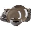 image:imageLeRatio Ceramic Dinnerware Sets for 4Wavy Reactive Glaze Stoneware Plates and Bowls SetsHighly Scratch Resistant  Dishwasher amp MicrowaveOven Safe Dishes Set12PCSDreamy MoonlightChestnut