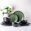 image:imageLeRatio Ceramic Dinnerware Sets for 4Wavy Reactive Glaze Stoneware Plates and Bowls SetsHighly Scratch Resistant  Dishwasher amp MicrowaveOven Safe Dishes Set12PCSDreamy MoonlightGreen