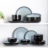 image:imageLeRatio Ceramic Dinnerware Sets for 4Wavy Reactive Glaze Stoneware Plates and Bowls SetsHighly Scratch Resistant  Dishwasher amp MicrowaveOven Safe Dishes Set12PCSDreamy MoonlightGray White