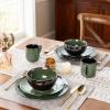 image:imageLeRatio Ceramic Dinnerware Sets for 4Wavy Reactive Glaze Stoneware Plates and Bowls SetsHighly Scratch Resistant  Dishwasher amp MicrowaveOven Safe Dishes Set12PCSDreamy MoonlightGreen
