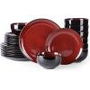 image:imageLeRatio Ceramic Dinnerware Sets for 4Wavy Reactive Glaze Stoneware Plates and Bowls SetsHighly Scratch Resistant  Dishwasher amp MicrowaveOven Safe Dishes Set12PCSDreamy MoonlightRed