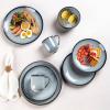 image:imageLeRatio Ceramic Dinnerware Sets for 4Wavy Reactive Glaze Stoneware Plates and Bowls SetsHighly Scratch Resistant  Dishwasher amp MicrowaveOven Safe Dishes Set12PCSDreamy MoonlightGray White