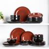 image:imageLeRatio Ceramic Dinnerware Sets for 4Wavy Reactive Glaze Stoneware Plates and Bowls SetsHighly Scratch Resistant  Dishwasher amp MicrowaveOven Safe Dishes Set12PCSDreamy MoonlightRed