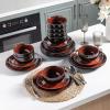 image:imageLeRatio Ceramic Dinnerware Sets for 4Wavy Reactive Glaze Stoneware Plates and Bowls SetsHighly Scratch Resistant  Dishwasher amp MicrowaveOven Safe Dishes Set12PCSDreamy MoonlightRed