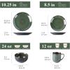 image:imageLeRatio Ceramic Dinnerware Sets for 4Wavy Reactive Glaze Stoneware Plates and Bowls SetsHighly Scratch Resistant  Dishwasher amp MicrowaveOven Safe Dishes Set12PCSDreamy MoonlightGreen