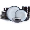 image:imageLeRatio Ceramic Dinnerware Sets for 4Wavy Reactive Glaze Stoneware Plates and Bowls SetsHighly Scratch Resistant  Dishwasher amp MicrowaveOven Safe Dishes Set12PCSDreamy MoonlightGray White