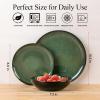 image:imageLeRatio Ceramic Dinnerware Sets for 4Wavy Reactive Glaze Stoneware Plates and Bowls SetsHighly Scratch Resistant  Dishwasher amp MicrowaveOven Safe Dishes Set12PCSWavyModern Green