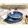 image:imageLeRatio Ceramic Dinnerware Sets for 4Wavy Reactive Glaze Stoneware Plates and Bowls SetsHighly Scratch Resistant  Dishwasher amp MicrowaveOven Safe Dishes Set12PCSWavyModern Blue