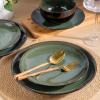 image:imageLeRatio Ceramic Dinnerware Sets for 4Wavy Reactive Glaze Stoneware Plates and Bowls SetsHighly Scratch Resistant  Dishwasher amp MicrowaveOven Safe Dishes Set12PCSDreamy MoonlightGreen